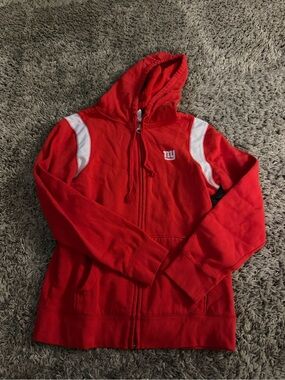 Reebok Red Zip-Up Hoodie Jacket with White Shoulder Panels